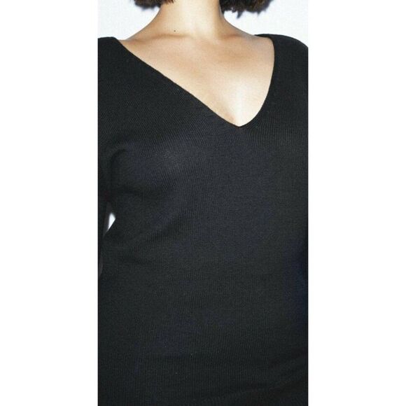 American Apparel Basic Knit V Sweater Size XS Black 100% Cotton New - Picture 2 of 9